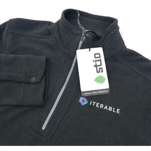 Stio Fleece Pullover Size Medium Abyss Turpin Black Iterable 1/2 Zip New NWT